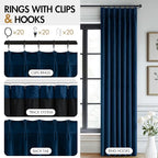 MIULEE Navy Blue Velvet Curtains 96 inches Long, Pinch Pleated Blackout Drapes with Hooks, Thermal Insulated Pinch Pleat Panels for Bedroom Living Room, 2 Panels