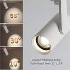 Aisilan 4 Pack LED Zoomable Ceiling Spotlight 12W Dimmable Adjustable Beam Angle 10-55° Swivelable Angle CRI 97 Matt Aluminum Accent Lamp for Corridor Mural Living Room Warm White 3000K
