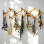 Rustic Adjustable Hanging Herb Drying Rack-Holds 10 Bouquets, Space-Saving Herb Flower Dryer with Adhesive Wall Hooks for Herb Display Rack,Kitchen Wall Décor-Unusual Gifts for Gardener Woman