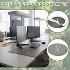 PATIKIL Desk Grommet 3-3/16", 4 Pcs Round Cable Grommet Cord Hole Cover with Adhesive Tape Flexible Table Wire Organizer for Office Home Table Countertop, Gray