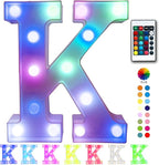 Pooqla Colorful LED Marquee Letter Lights with Remote – Light Up Signs Party Bar Letters Decorations for The Home - Multicolor K