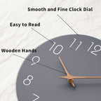 Mosewa Large Wall Clock 16 Inch Gray Modern Flatwood Silent Non Ticking Battery Operated Decorative for Bedroom Bathroom Living Room Kitchen Home Office Hotel