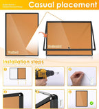 SWANCROWN Enclose Bulletin Board Case School Cork Noticeboards Cabinet with Locking Door and Keys,38x28 inch (9xA4)