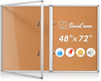 SWANCROWN Enclosed Bulletin Board 48x36 in, Tamperproof Lockable Cork Board Wall Display Case with 2 Locks for Office School Home, Aluminum Frame, Pack of 2