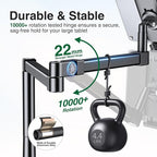 elitehood Long Arm iPad Desk Mount with Grommet Mounting Base, Heavy Duty Aluminum Tablet Holder for Desk, Swivel Arm Mount for iPad Pro 13/12.9 Air Mini, iPhone and 4.7-13in Tablets