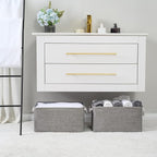 TheWarmHome Large Storage Bins Basket, 2 Pack Grey Fabric Storage Cubes for Changing Table Nursery Livingroom Kidsroom Playroom Toy, Collapsible Storage Baskets for organizing Shelves Closet