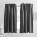 PONY DANCE Black Out Curtains 54 inch Long 2 Panels Set - Grey Window Treatments Set Home Decoration Curtains Light Blocking Solid Soft Rod Pocket Drapes for Bedroom Living Room, 42 by 54 in, Gray