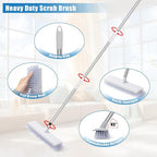 Mops for Floor Cleaning with 57" Long Handle, Scrub Brush, Wall Cleaner Mop with 84'' Long Handle, 2 Reusable Pads, Wet and Dust Mopping for Hardwood, Laminate, Tile Floor, Wall, Ceiling, 19Pcs Gray