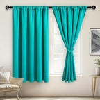 JIUZHEN Blackout Curtains for Bedroom - 60 Inch Extra Wide Thermal Insulated Room Darkening Privacy Soundproof Curtains for Living Room/Dorm Room, Set of 2 Panels, 60 x 63 inches,Peacock Blue