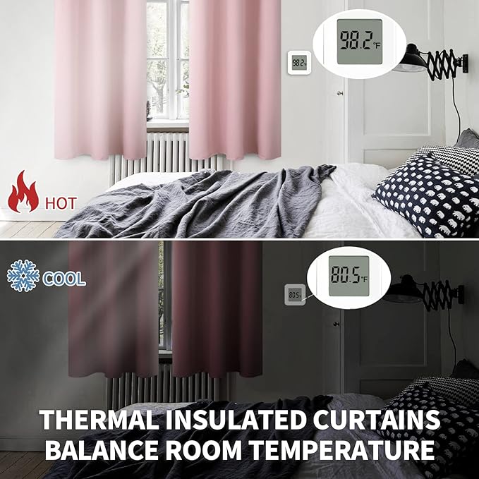 BGment Room Darkening Curtains 84 Inches Long - Grommet Thermal Insulated Drapes Window Treatment Curtains for Bedroom, 2 Panels, 38 x 84 Inch, Baby Pink