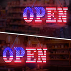 30"x10" Large LED Open Sign for Business - Unique Design super Bright Open Signs With chain - High Visibility for Stores, Bar, Hotel, Retail Shops,Window, Salon, Restaurant, Office (American Flag, 30x10)