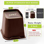 Bed Risers 1 inch, 2 inch, 3 inch, 4 inch, 6 inch, 8 inch Heavy Duty, Oversized Furniture Riser for Couch Sofa Table Chair Leg Frame Dorm, Support up to 6000 Lbs (Chocolat Brown 8 Pack, 6 inch)