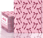 Fuxury Bubble Mailers 8.5x12 40 Pack, Pink Bows Cute Design Bubble Envelopes Usable Size 8.5x11",Strong Adhesion Pattern Padded Shipping Envelopes Thick Mailer for Mailing Books,Clothes