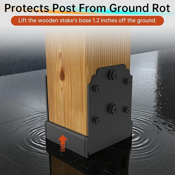 4x4 Post Base - Heavy Duty 10,000 LB Capacity Post Anchor for Concrete, Powder Coated Pergola & Deck Post Bracket with Hidden Fasteners (4PCS)