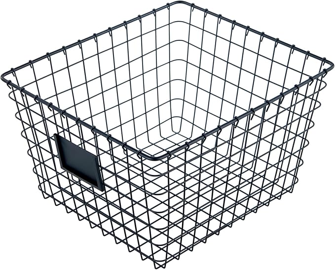 4 Pack【Extra-Large 2+2】 Wire Handmade Storage Basket for Organizing Household Goods,Pantry Organization,Bathroom countertop,Laundry,Wardrobe Storage Basket,Black