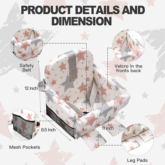 Padded Shopping Cart Cover for Baby Boy & Girl, High Chair Cover for Restaurant Seat, Machine Washable Infant Toddler Buggy Seat Cover(Star)