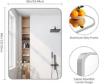 FORBATH 36x48 Inch Silver Bathroom Mirror for Over Sink, Large Rectangular Wall Mirror with Metal Frame, Rounded Corners for Bathroom, Bedroom, Entryway Decor (Horizontal or Vertical)