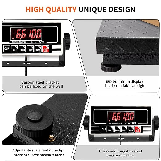 MEIYA Heavy Duty Shipping Scale, 441 lb Industrial Platform Scale for Packages, 0.1 lb Accuracy Postal Scale for Small Business & Warehouse with LB/KG, Counting, Tare & LCD, Lithium Battery & Adapter