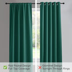 PONY DANCE Blackout Curtain Panels - Window Drapes Light Block Decorative Draperies Thermal Insulated Energy Saving for Home, 42 x 72 Inches, Hunter Green, 2 Pieces