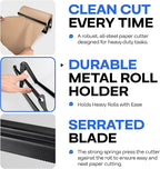 IDL Packaging 48" Kraft Paper Roll Dispenser & Cutter for Rolls up to 48" Wide and 9" in Diameter - Tabletop Reinforced Steel Paper Holder with a Cutter for Kraft, Butcher and Freezer Papers
