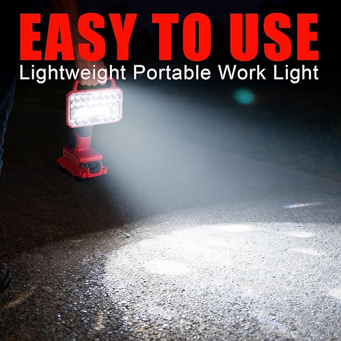 Cordless LED Work Light for Craftsman 20V Battery, 2000LM Portable Handheld Flashlights Tool with USB Port and 3 Brightness Modes for Camping, Fishing, Job Site, Indoor & Outdoor Use
