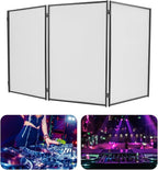 DJ Foldable Facade DJ Facade Table Station Portable Event Booth with 4 Detachable Panels Black+White Metal Frame Projector Display Scrim Panel with Carry Bag-28x47inch
