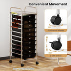 Giantex Rolling Storage Cart with 10 Drawers, Utility Cart with Tabletop, Drawer Organizer with Wheels for Craft Art Paper Tool, Mobile Organization & Sorting for Office Home School School Supplies