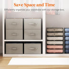 Lifewit 6 Pack Clothes Organizer, 6 Grids Closet Jean Storage Bins with Handles and Support Boards, Foldable Drawer Organizer for Sweater, Pants, T-shirt, Dress, Grey, Size 16.5''x10.6''x7.1''