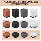 Furniture Risers Bed Risers - Rectangular Adjustable Block Riser for Raising 1.5-3 In. & 4.3 In. Beds, Tables, Sofas, Refrigerators, Washers - Up to 4,000 Pounds (Grey, One Layers 1.5inches)