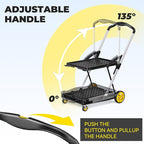 Collapsible Shopping Cart with Wheels, 8-in-1 200LBS Capacity Grocery Cart on Wheels with 2 Storage Crate, Folding Utility Cart for Shopping, Travel, Supermarket, Office, Yellow