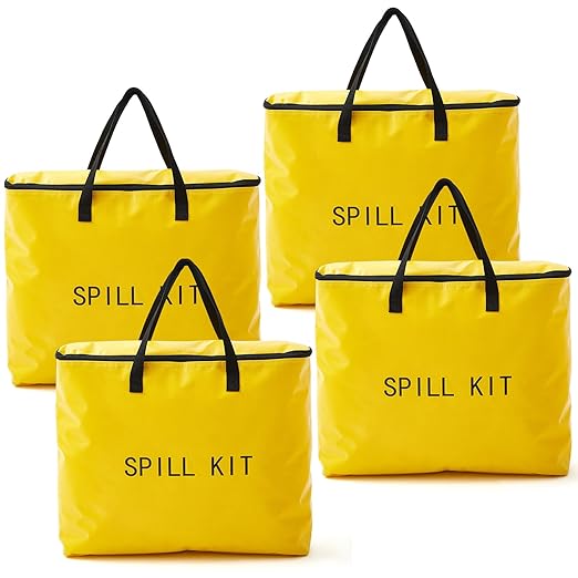 4 Pcs Spill Yellow Portable Bag kit Only, Universal Portable Emergency Yellow Duffle Spill Bag, 20 x 17 x 5 Inches, No Other Leak Handling Accessories are Included