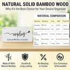 Bamboo Wood Phone Box – Unplug from Phones, Tablets, and Electronics for Study, Meetings, and Family Time, Phone Holder Organizer with Charging Holes, Farmhouse Style, Holds Up to 18 Phones-White