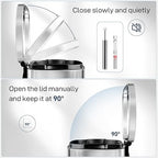 Arlopu 13.2 Gallon Step Trash Can, Stainless Steel Garbage Bin, Soft-Close Rubbish Bin with Removable Plastic Inner Bucket, Fingerprint-Proof, Lid Dustbin, Suit for Kitchen Home (Silver, 50L)