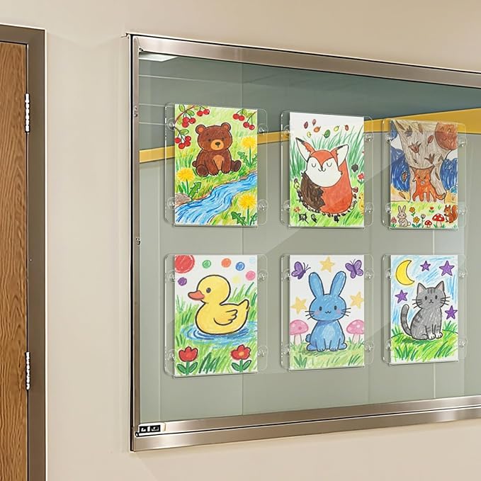 NIUBEE Acrylic Window Sign Holder with Suction Cups 8.5 X 11, Clear Acrylic Frames Glass Door Mount, Displaying Flyers, Notices and Menus, for Office, Store, Home, Restaurant (6 Pack)