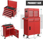Goplus Tool Chest, 5 Drawers Rolling Tool Cabinet with Detachable Top Toolbox, Universal Lockable Wheels, Lock Bar, Protective Liner & Tool Rack, Metal Tool Storage Cart, Tool Box for Garage Workshop