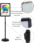HUAZI Sign Holder Pedestal Sign Stand 8.5x11 inches with Base for Floor Vertical & Horizontal View Displayed,Snap-Open Frame with Safety Corner Outdoor,2 Pack