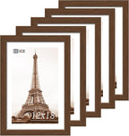 VCK 12x18 Picture Frame 5 Pack, Brown Wood Poster Frame, Exclusive Wood Grain, Wall Hanging