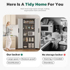 Greenvelly Metal Storage Cabinet, 63" H Locking Metal Storage Cabinet with Doors and 4 Shelves, Lockable Steel Cabinets for Kitchen, Bedroom, Living Room, Office (White Grey)