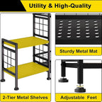 GIOTORENT 5 Tier Garden Tool Organizer, Metal Yard Tools Storage Rack, Garage Storage and Organization, Heavy Duty Garden Tool Organizer for Garage, Yard, Patio, Shed, Indoors and Outdoors, Black