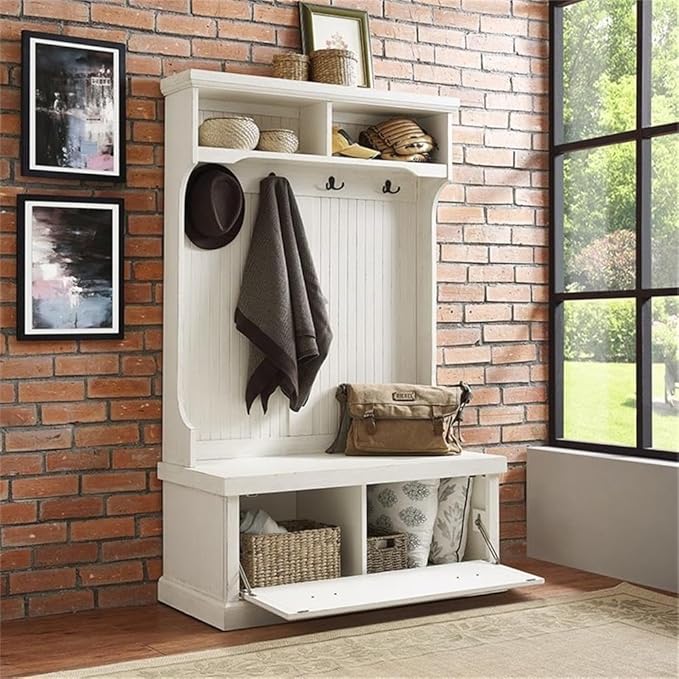 Pemberly Row Hall Tree in Distressed White