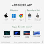 Plugable USB 3.0 and USB-C Universal Laptop Docking Station with 2 HDMI Ports for Windows, Mac (Driver Required), and ChromeOS, Gigabit Ethernet, Audio