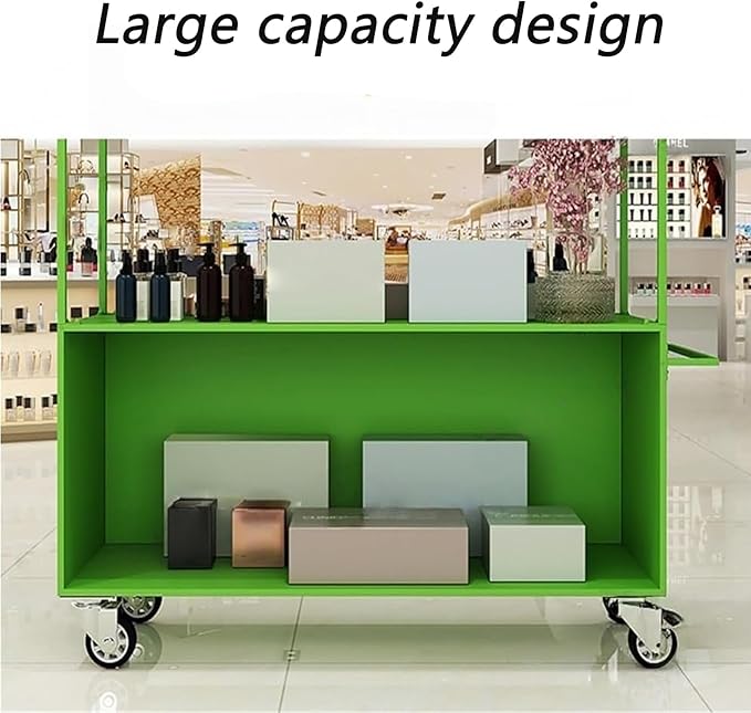 Outdoor Vendor Cart, Portable Cart with Canopy, Commercial Business Mobile Street Food Vendor Carts, Foldable Vending Stand Kiosk Display Trolley with Canopy for Markets (Pink)