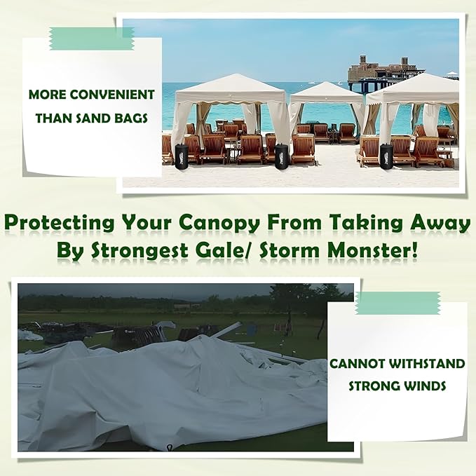 Canopy Water Weight Bag,440 LBS Heavy Duty Tent Weights Set of 8 Leg Weights for Pop Up Canopy,Tent,Gazebo,Carport,Black