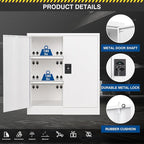 Metal Storage Cabinet-36” Tall Steel File Cabinets with Lockable Doors and Adjustable Shelves-White Steel Storage Cabinet for Home Office, School, Garag