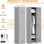 Bestoo Metal Locker,71" Storage Cabinet with 1 Lockable Door and Hooks, Tall Freestanding Wardrobe for Employees, Gym, School, Home and Office (Gray)