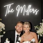 Custom Neon Sign Wedding Last Name, 2026 Xmas Gift Plug/Battery Operated Neon Light Sign Customizable for Backdrop Reception, Personalized Lighted LED Signs for Business, Kids Room Bedroom Wall Decor