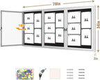 Mifuro 70"x34" Enclosed Bulletin Board, Outdoor Lockable Weather-Resistant Aluminum Cork Noticeboard for School & Office, Silver Frame w/Black Flet
