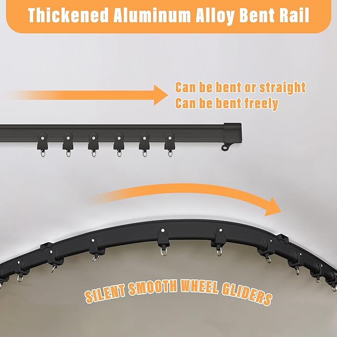 Room Divider Curtain with Flexible Ceiling Track Set.(Light Grey W100 x H96 1 Panel)