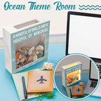Juexica Seashell Holder with Light Display Box Room Decor Ocean Themed Gifts for Christmas Display Case Sea shells Beach Coastal Decor Acrylic Wall Hanging (Retro Blue,Shells)