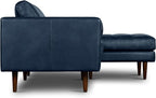 Poly & BARK Napa Right-Facing Sectional Sofa – 104.5” Italian Leather Sectional with Chaise – Midnight Blue – Full-Grain Pure-Aniline & Semi-Aniline Upholstery
